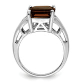 Sterling Silver Rhodium Smoky Quartz Ring